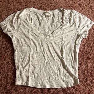 Bozzolo White V-Neck Short Sleeve Top